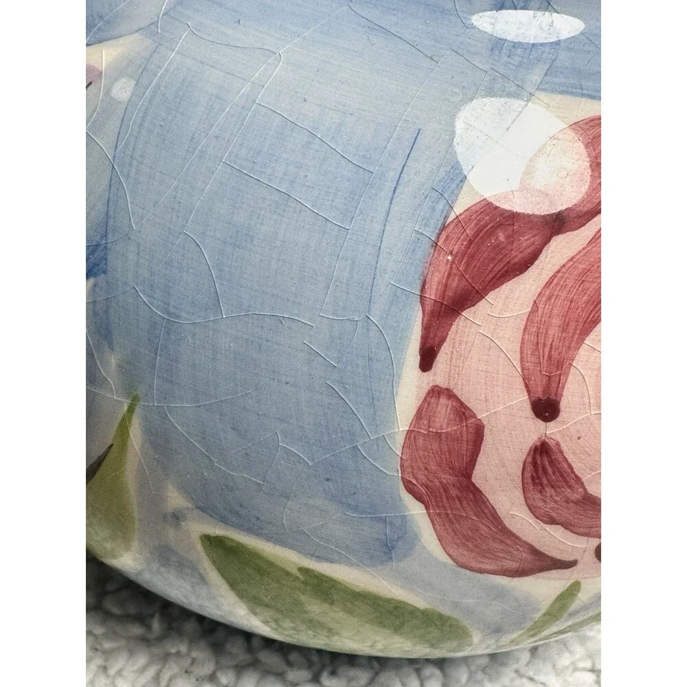 COOK'S CLUB CERAMIC BLUE TEAPOT WITH FLORAL DESIGNS